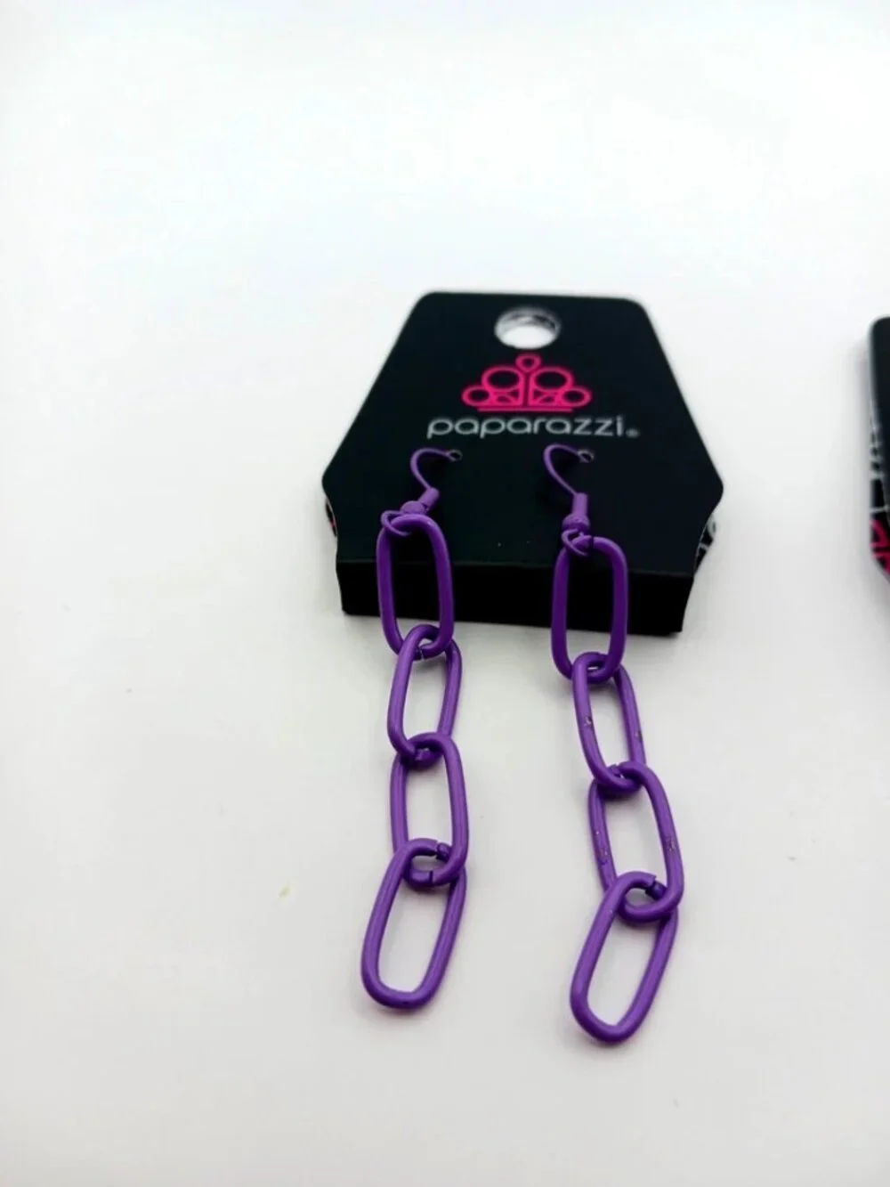 Paparazzi Silvertone + Purple Chain Earrings TWO Pair New